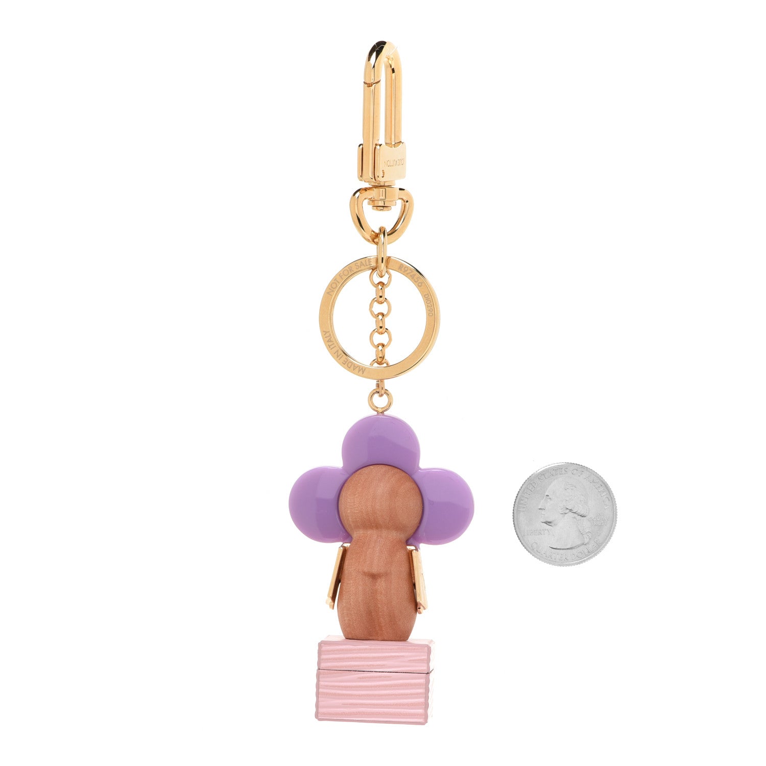 Louis Vuitton Resin Wood Vivienne Trunk Bag Charm Key Holder Pink 2 of 5