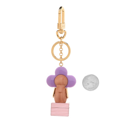 Louis Vuitton Resin Wood Vivienne Trunk Bag Charm Key Holder Pink 2 of 5