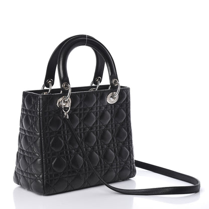 Christian Dior Lambskin Cannage Medium Lady Dior Black 3 of 8
