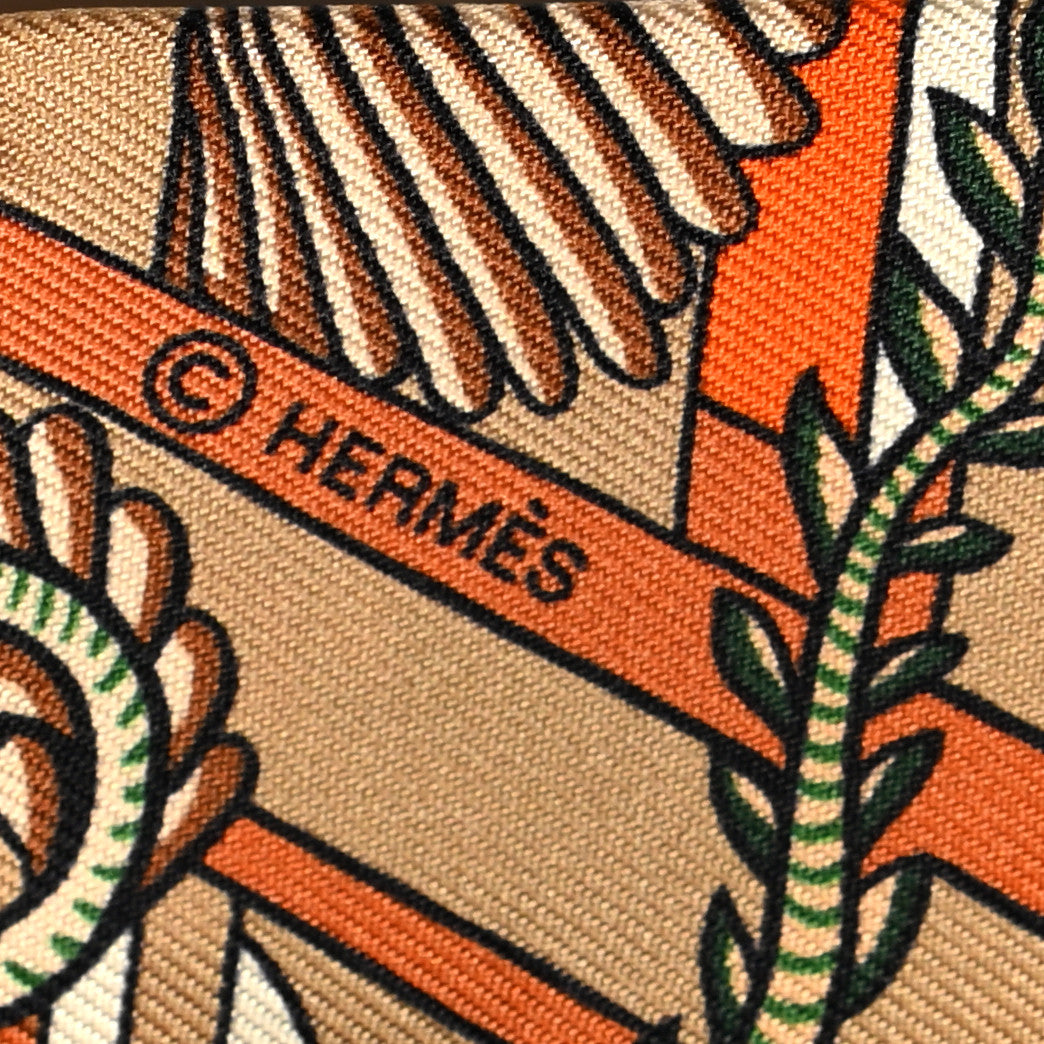 Hermes Silk Animapolis Plumetis Twilly Ocre Vert Orange 3 of 4