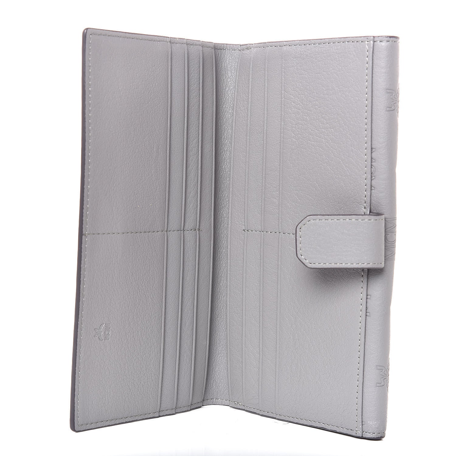 MCM Calfskin Signature Monogram Klara Flap Wallet Grey 5 of 7