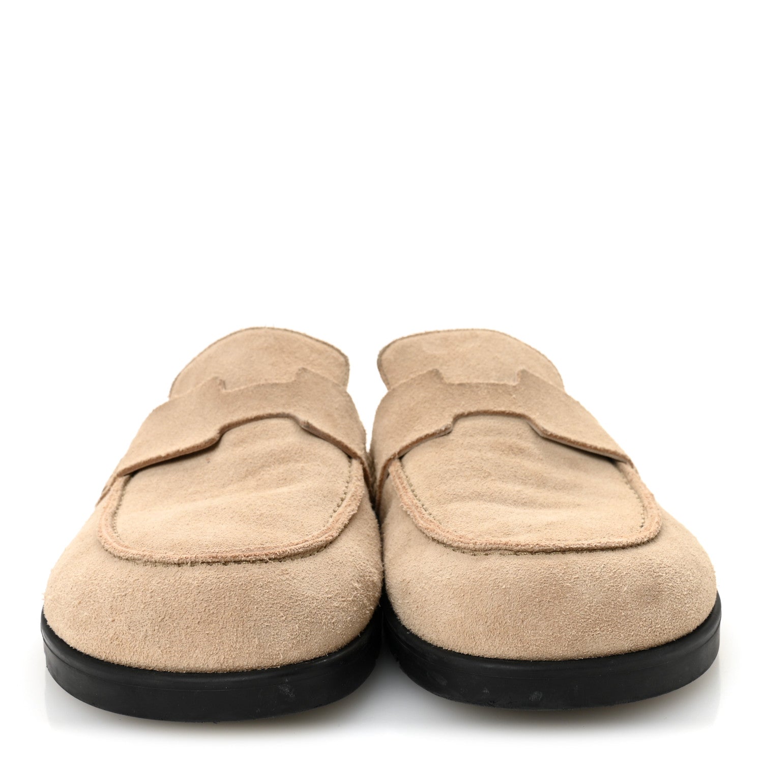 Hermes Suede Calfskin Womens Go Mules 38 Beige Argile 2 of 11