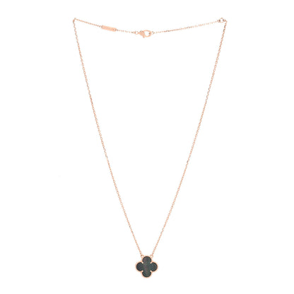 Van Cleef & Arpels 18K Rose Gold Gray Mother of Pearl Vintage Alhambra Pendant Necklace 3 of 7