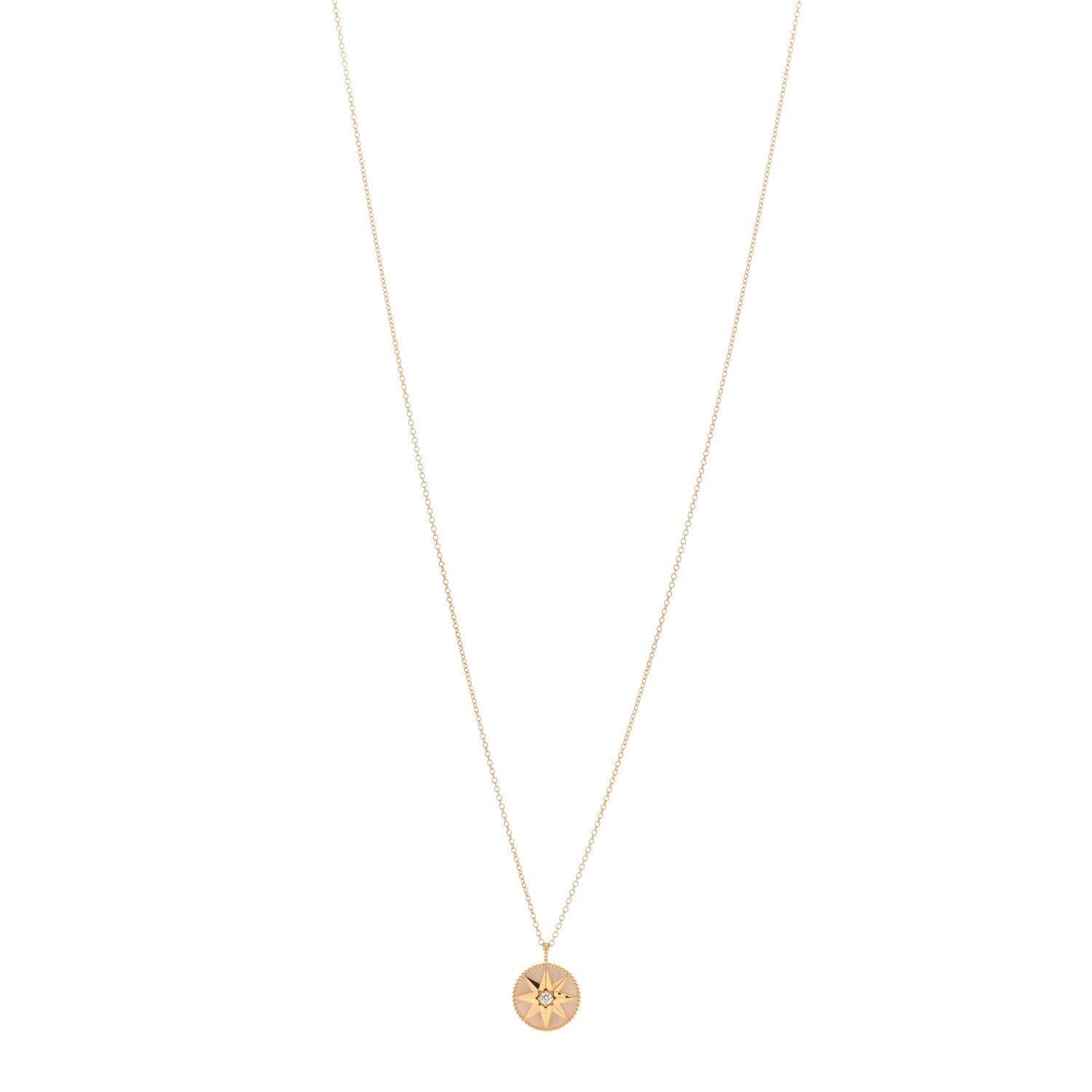 Christian Dior 18K Yellow Gold Diamond Mother of Pearl Rose Des Vents Medallion Necklace 1 of 5
