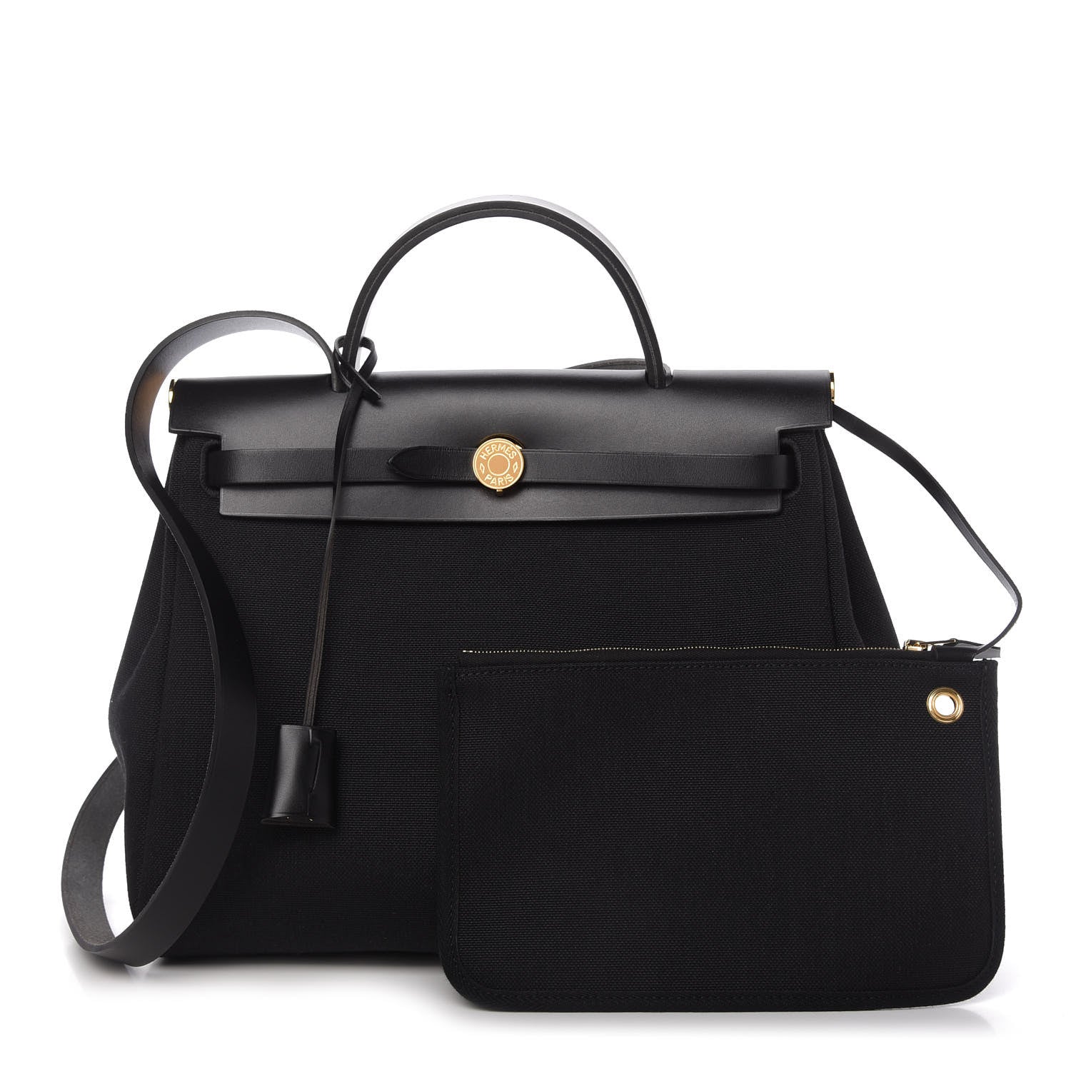 Hermes Military Toile Vache Hunter Herbag Zip PM 31 Black 1 of 11