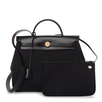 Hermes Military Toile Vache Hunter Herbag Zip PM 31 Black 1 of 11