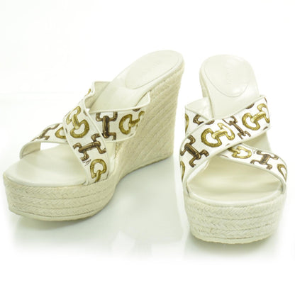 Gucci Bamboo Horsebit Print Espadrille Wedge Sandals 8.5 1 of 8
