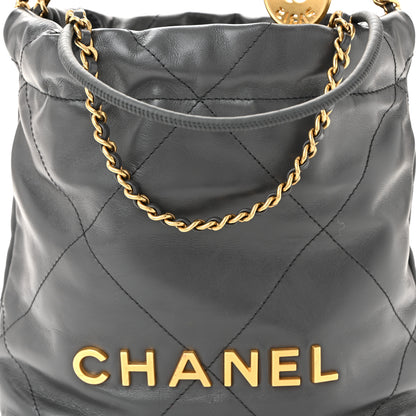 Chanel Shiny Calfskin Quilted Mini Chanel 22 Dark Grey 7 of 9