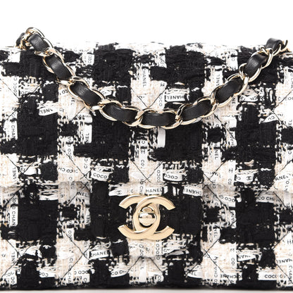 Chanel Tweed Quilted Mini Rectangular Flap Black Ecru White 10 of 11