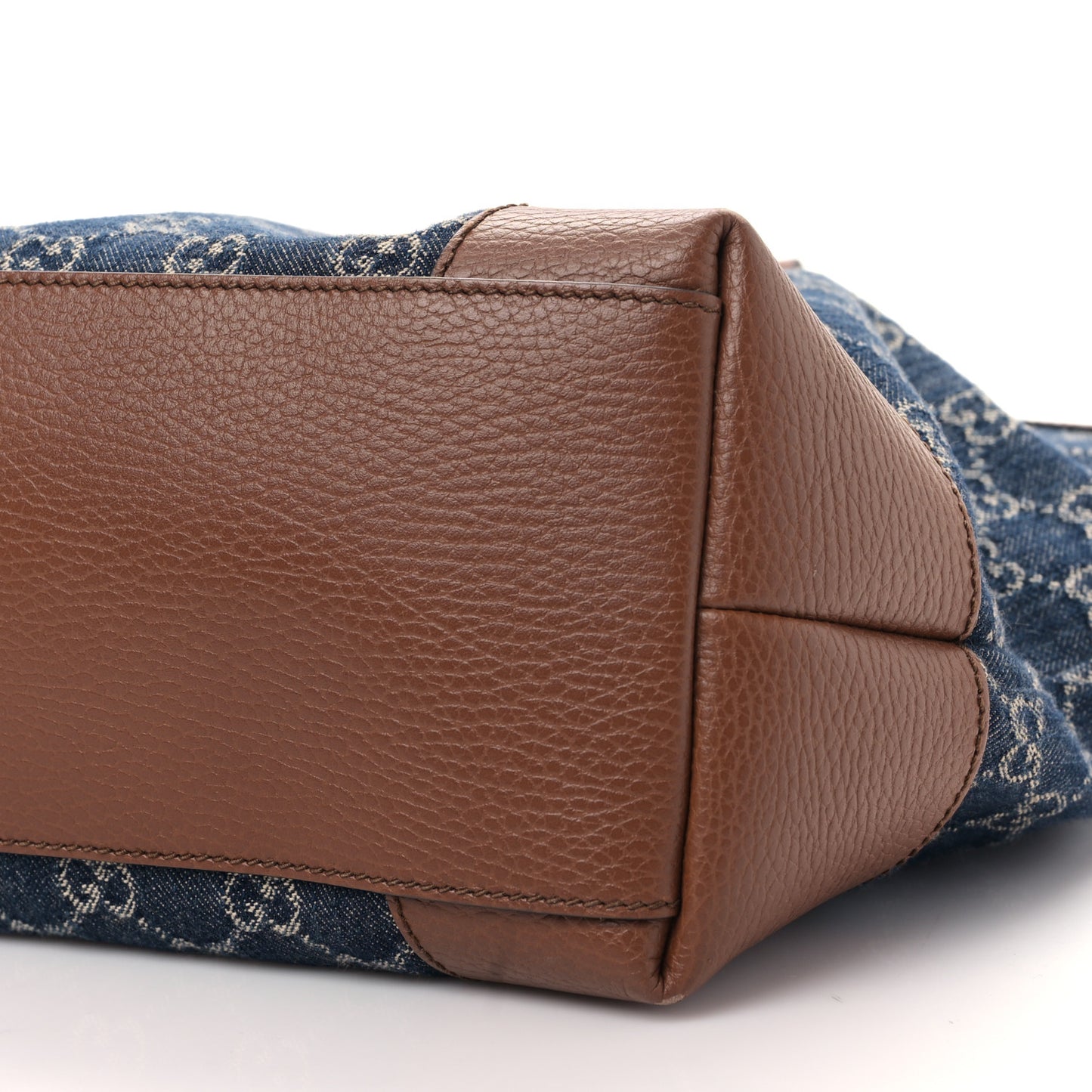 New Denim GG Monogram Medium Ophidia Shopping Tote Blue Tea Cuir