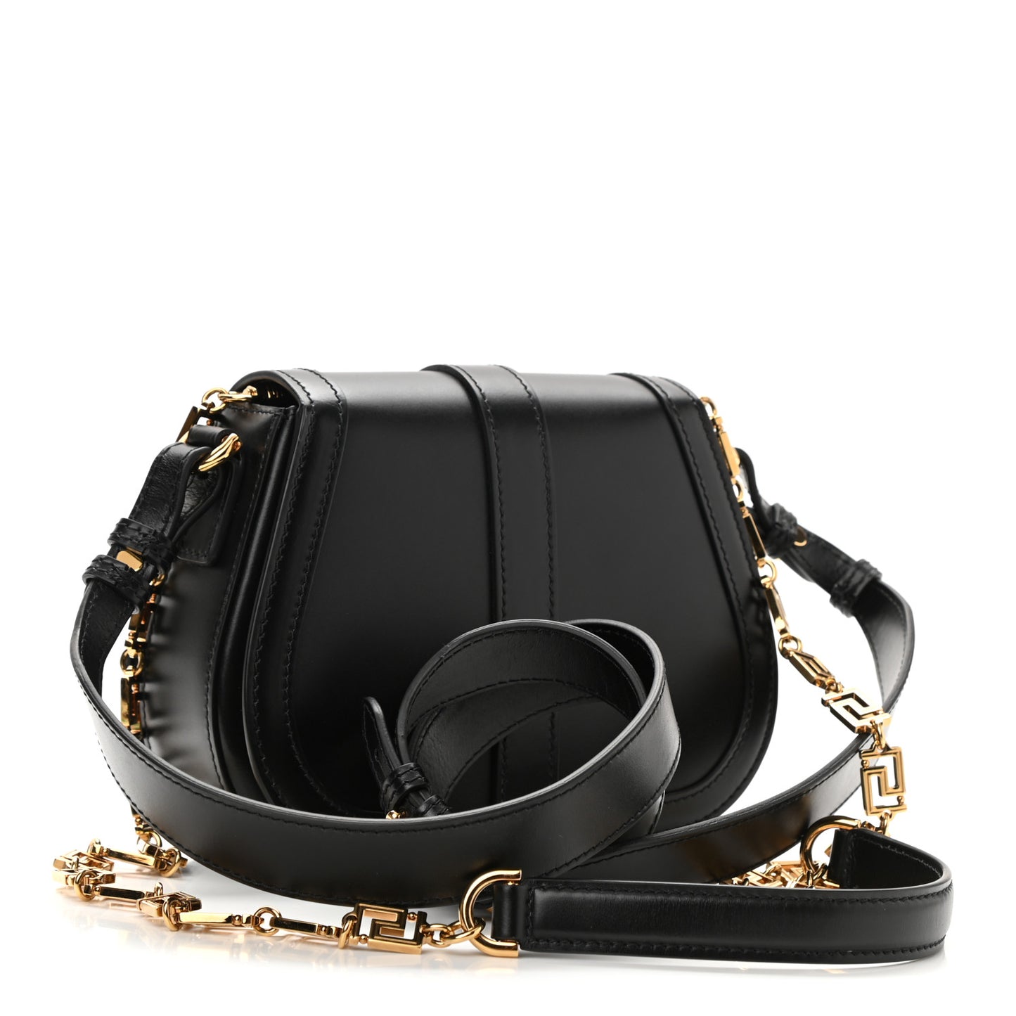 Calfskin Small Greca Goddess Shoulder Bag Black