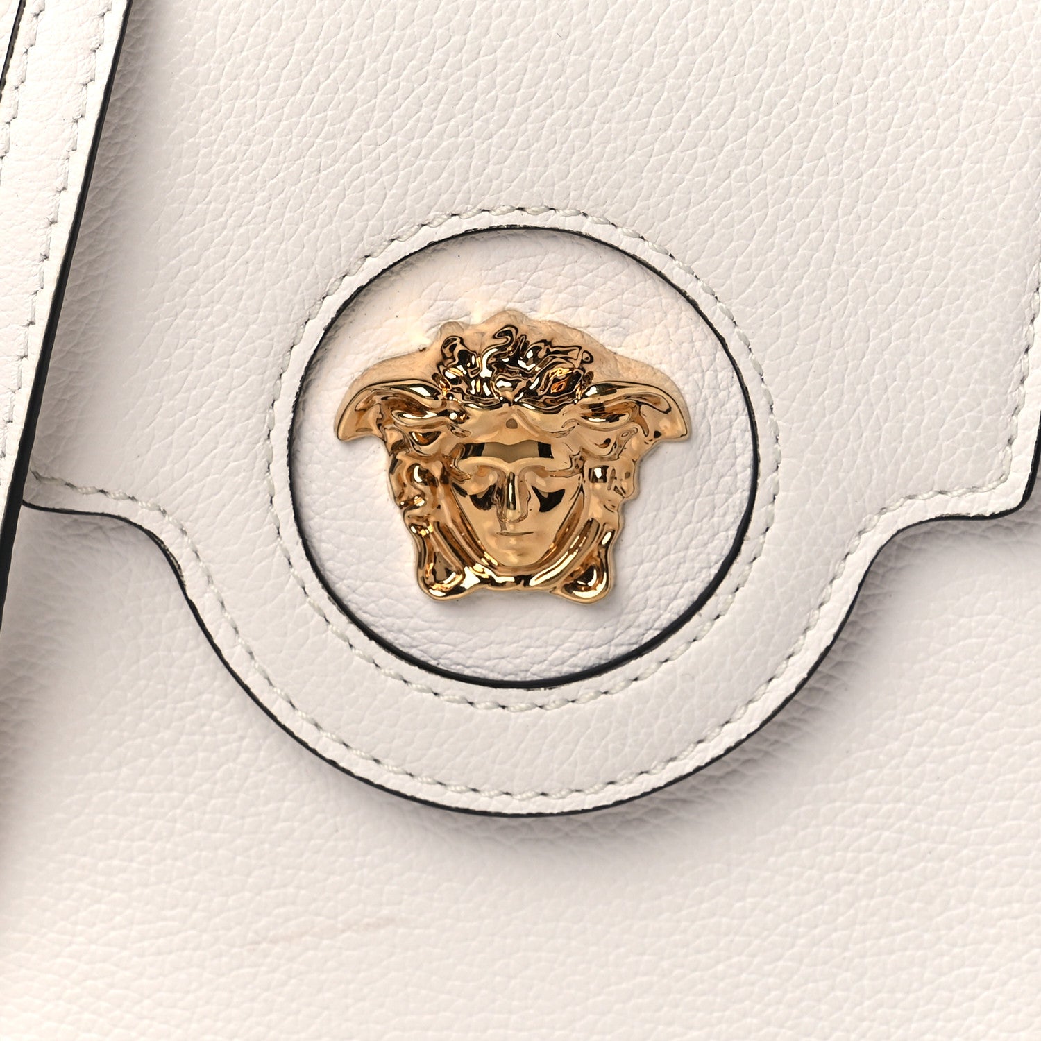 Versace Calfskin La Medusa Chain Crossbody Phone Pouch White 7 of 9