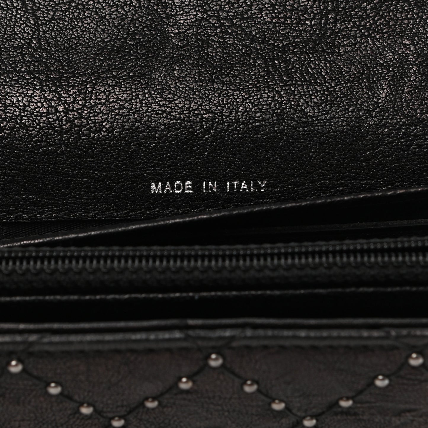 Crumpled Lambskin Studded Paris Dallas Flap Wallet Black
