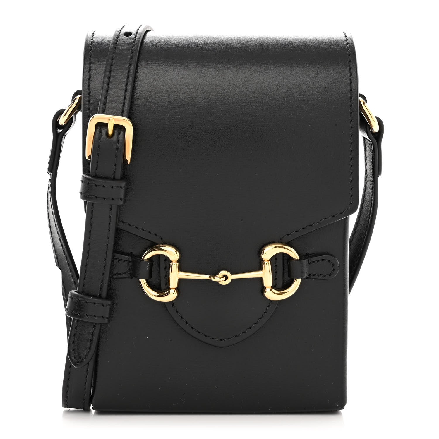Gucci Boarded Plutone Calfskin Mini Horsebit 1955 Crossbody Bag Black 1 of 10