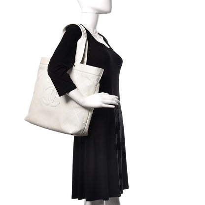 Chanel Goatskin Perforated Large CC Tote White 2 of 29