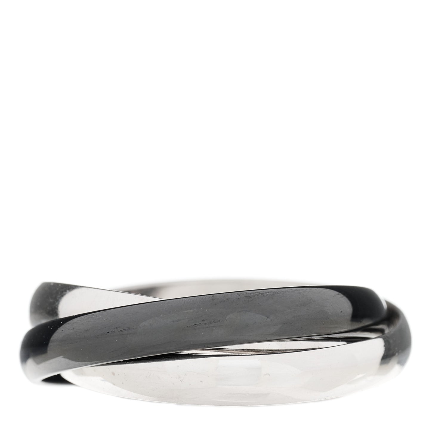 18K White Gold Black Ceramic Trinity Ring 64 10.75