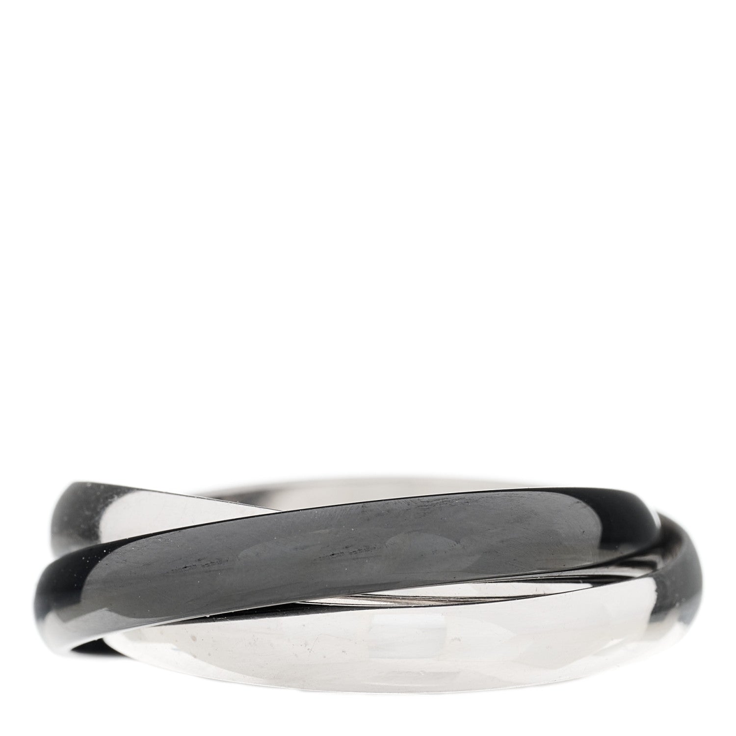 Cartier 18K White Gold Black Ceramic Trinity Ring 64 10.75 4 of 5