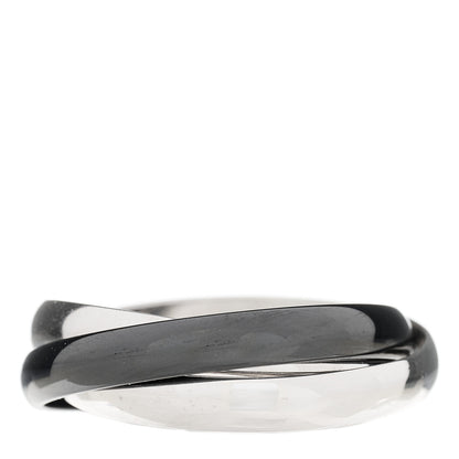 Cartier 18K White Gold Black Ceramic Trinity Ring 64 10.75 4 of 5