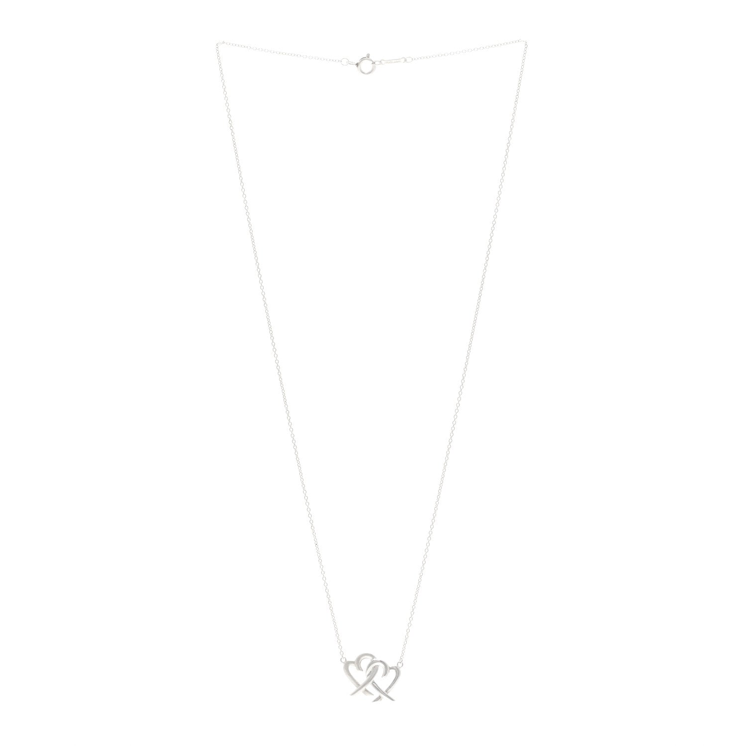 Tiffany Sterling Silver Paloma Picasso Double Loving Heart Pendant Necklace 3 of 4