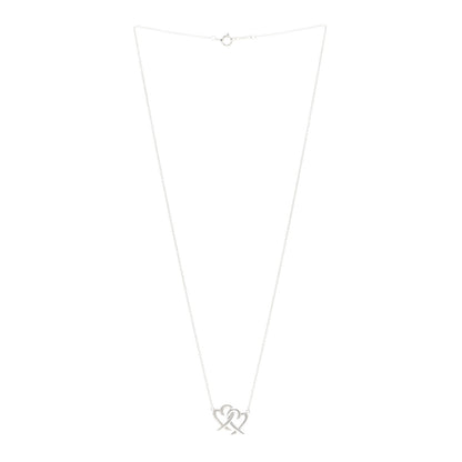 Tiffany Sterling Silver Paloma Picasso Double Loving Heart Pendant Necklace 3 of 4