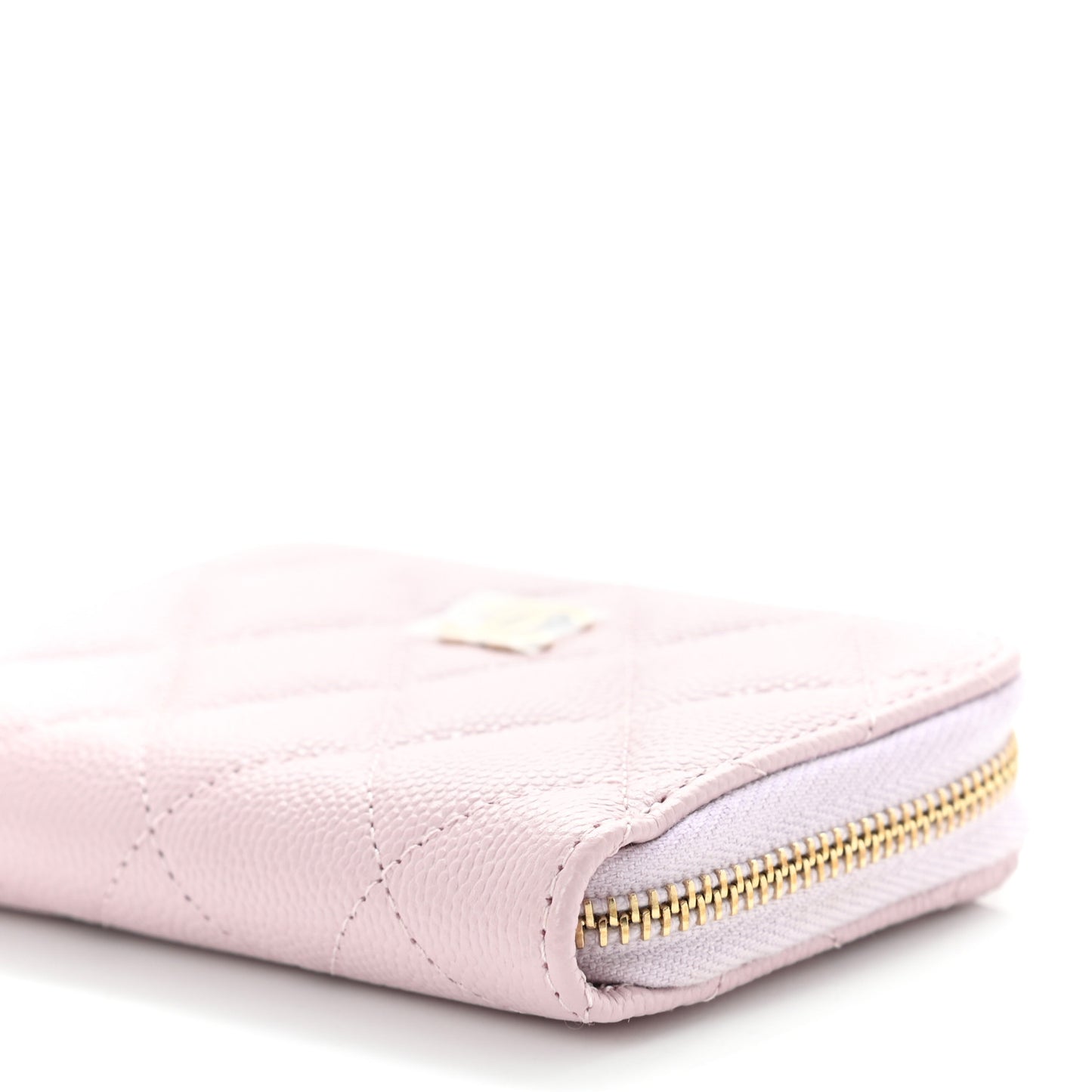 Caviar Quilted Zip Coin Purse Wallet Pink
