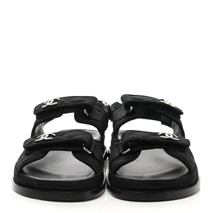 Chanel Mixed Fibers Velcro Dad Sandals 40.5 Black 2 of 9
