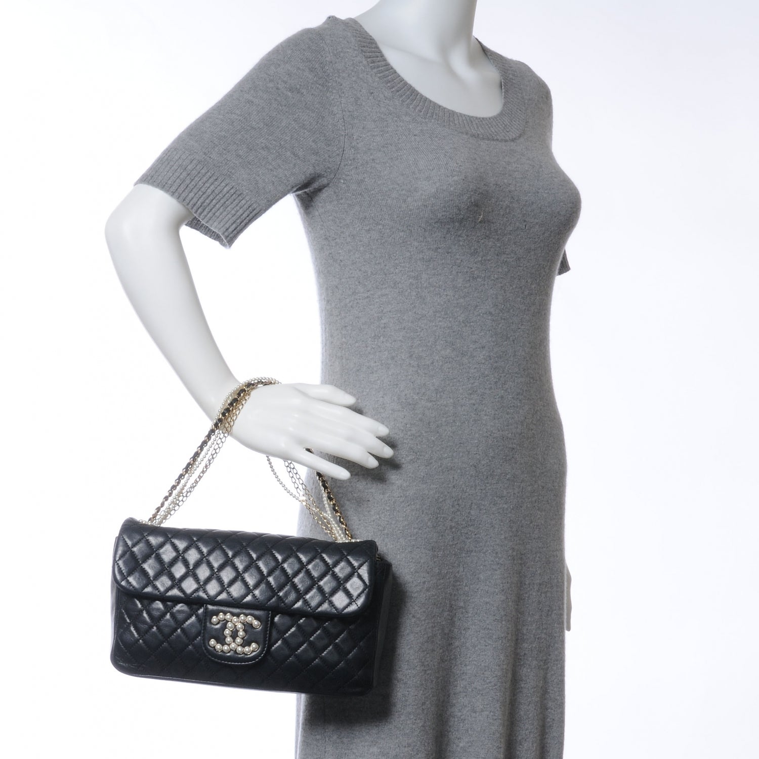 Chanel Lambskin Medium Westminster Pearl Flap Black 2 of 7