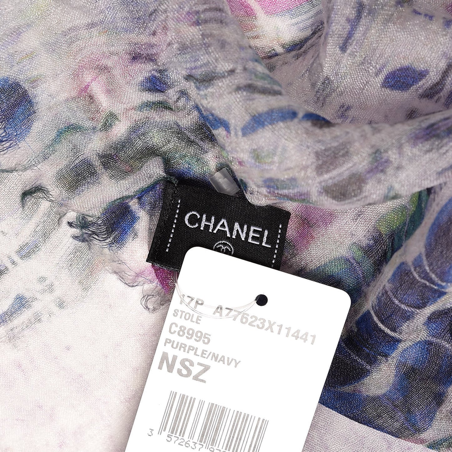 Cashmere Silk CC Scarf Purple Navy
