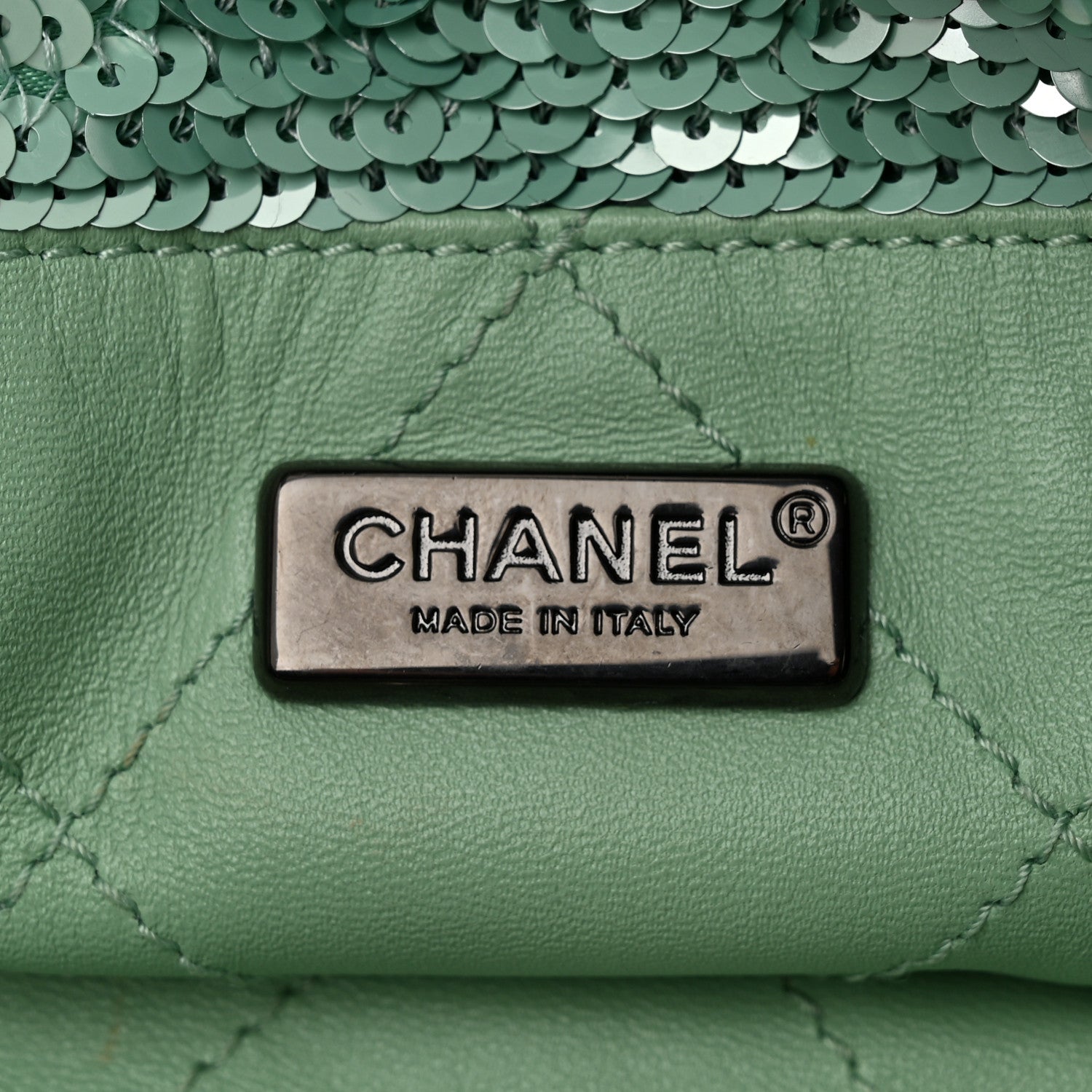 Chanel Sequin Logo Shopping Tote Green Black 1695634 – FASHIONPHILE