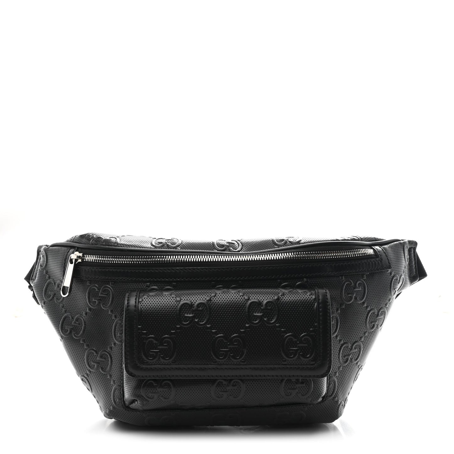 Calfskin GG Tennis Embossed Pocket Belt Bag Black