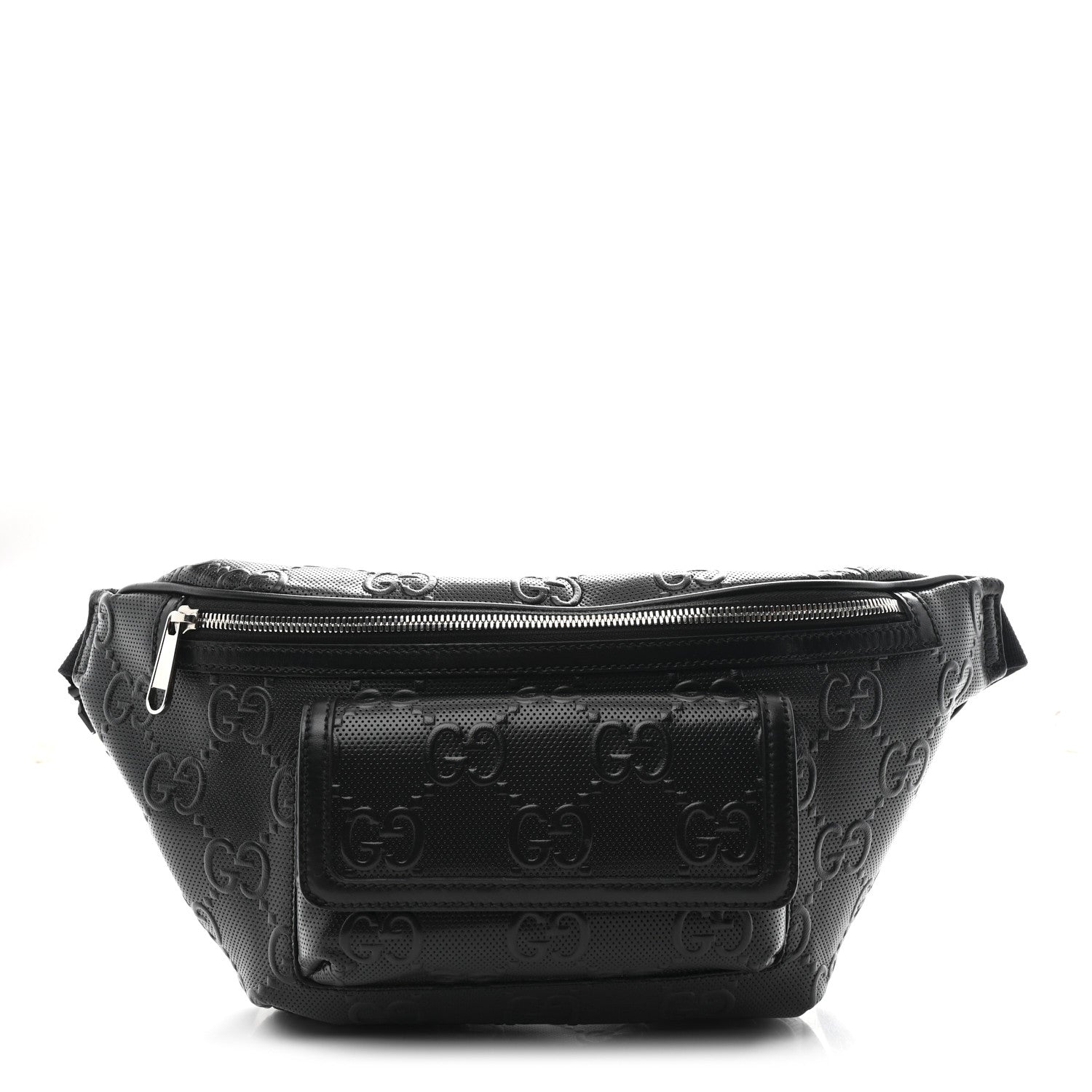Gucci Calfskin GG Tennis Embossed Pocket Belt Bag Black 1 of 10