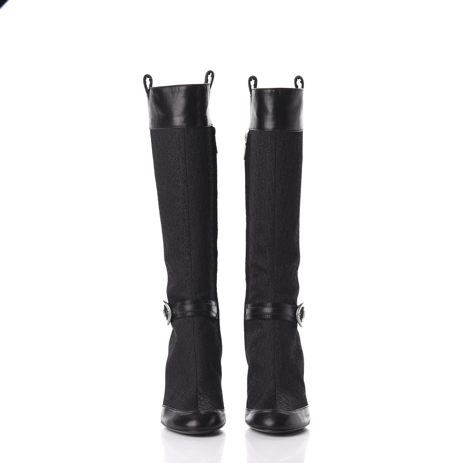 Christian Dior Monogram Buckle Tall Boots 39 Black 3 of 11