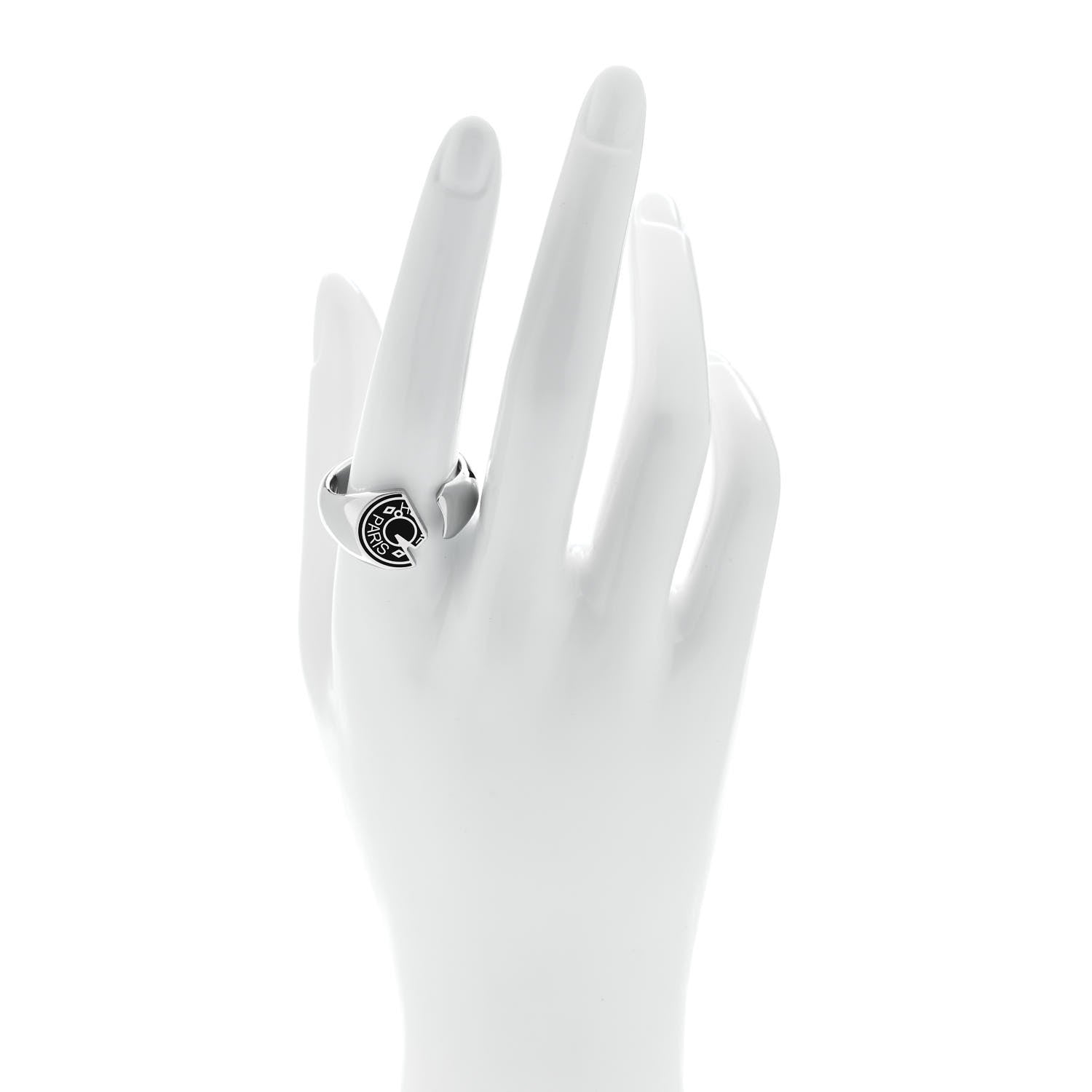 Hermes Stainless Steel Mens Carrousel Ring 64 Black 2 of 6