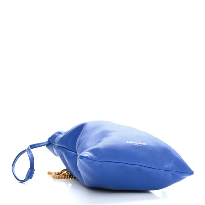Saint Laurent Lambskin Paris Drawstring Pouch Bleu Majorelle 4 of 11