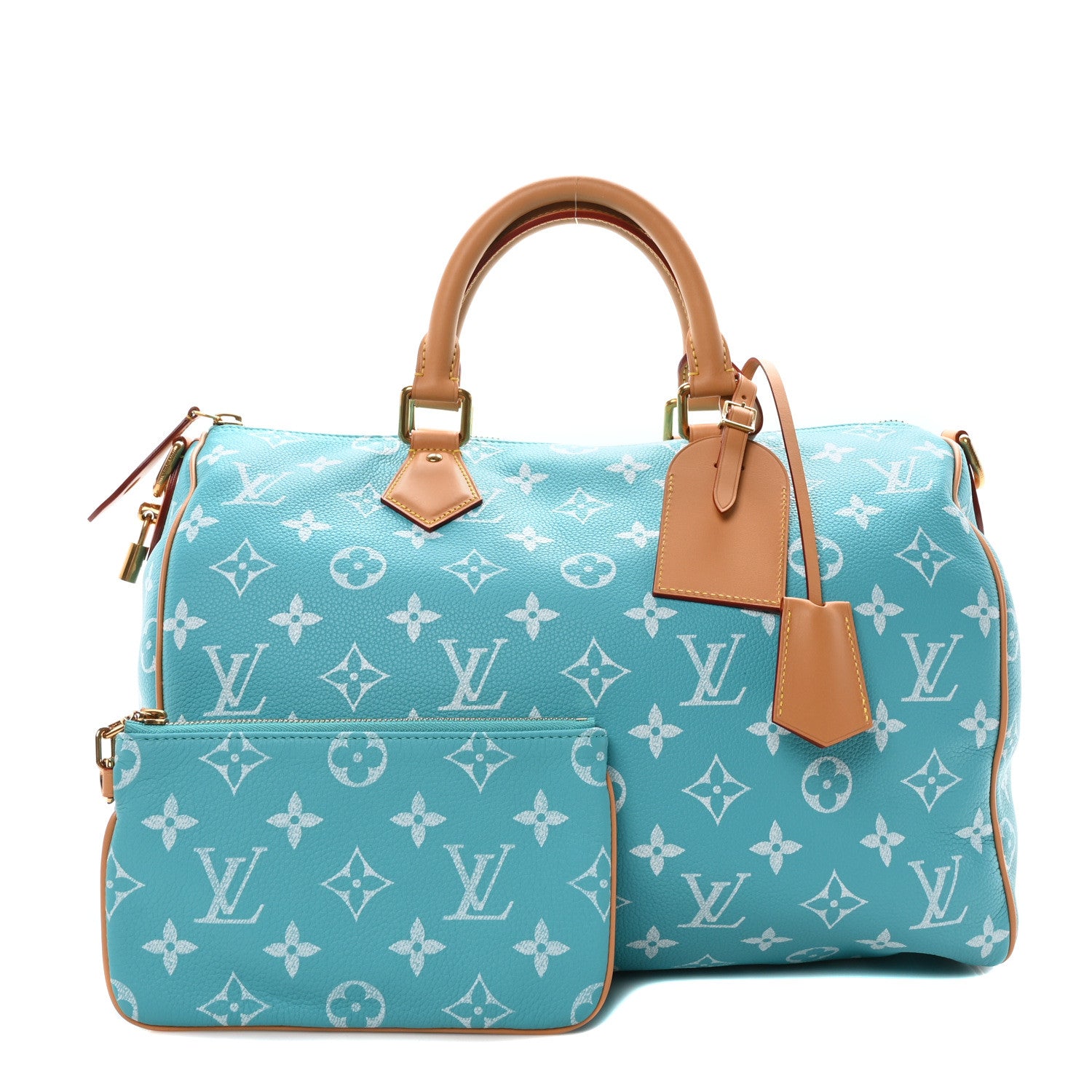 Louis Vuitton Calfskin Monogram Speedy P9 Bandouliere 40 Turquoise 3 of 10