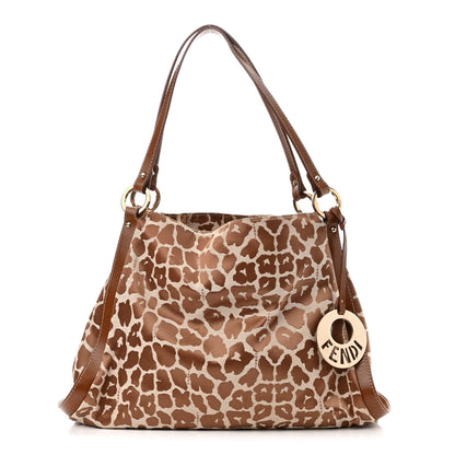 Fendi Jacquard Leopard Print Chef Shopping Tote Bag Brown 1 of 10