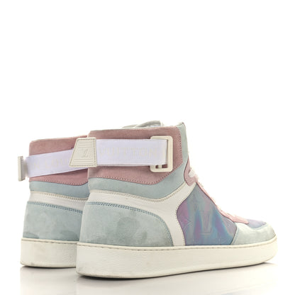 Louis Vuitton Calfskin Suede Monogram Mens Rivoli High Top Sneakers 10 White Multicolor 5 of 9