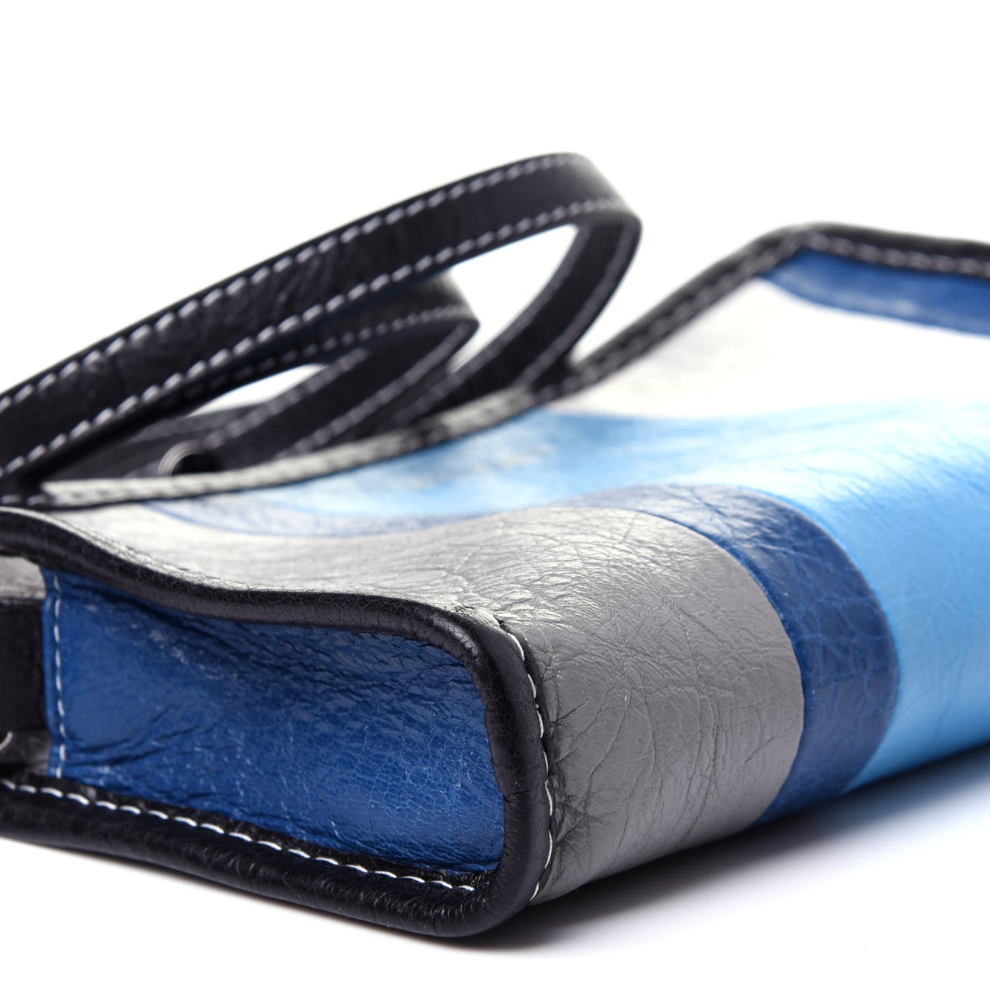 Veau Arena Multicolore Bazar Strap Clutch Bleu Gris White Black