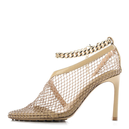 Bottega Veneta Mesh Nappa Chunky Chain Sandals 35 Beige Pony 1 of 9