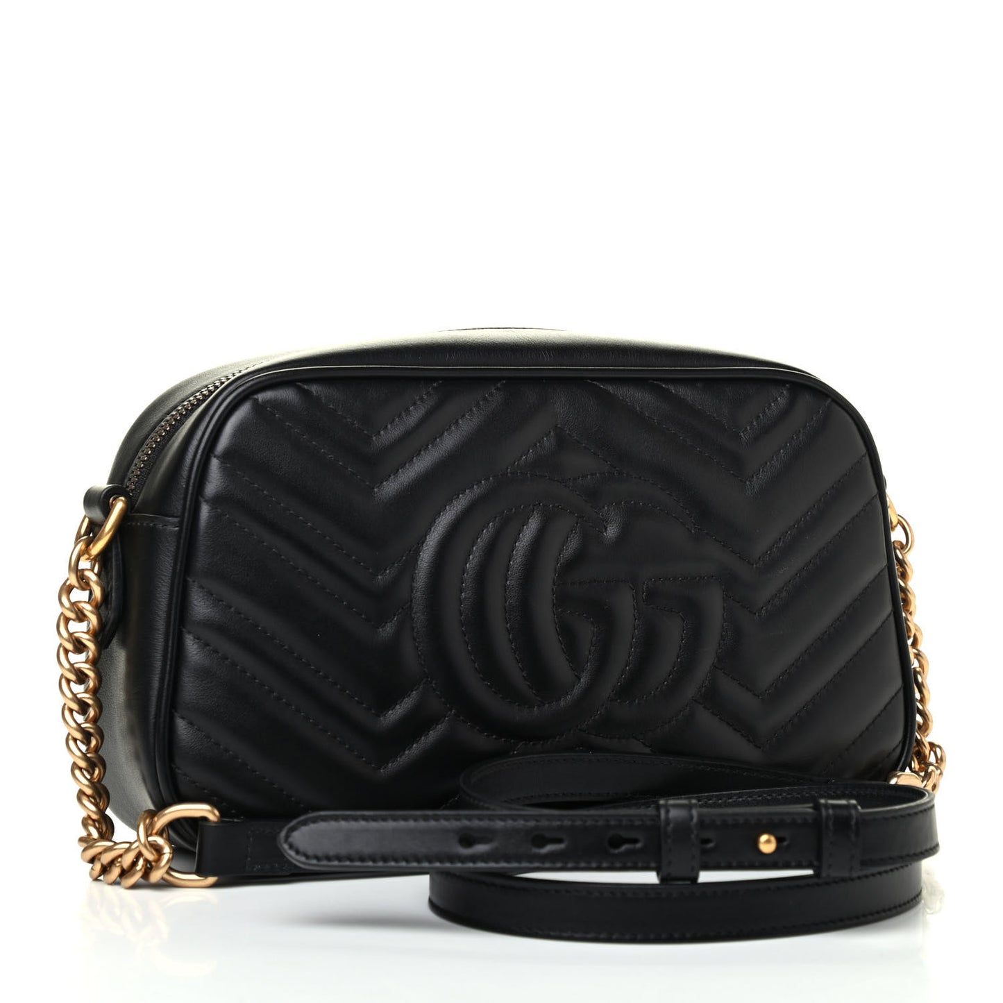 Calfskin Matelasse Small GG Marmont Chain Shoulder Bag Black