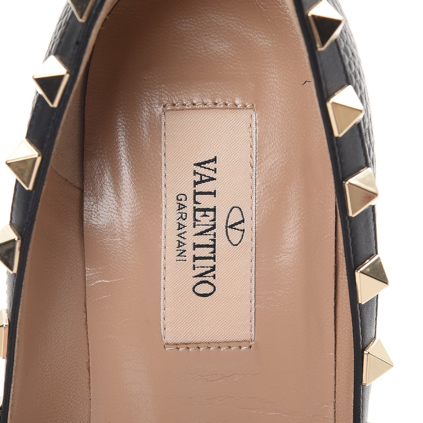 Pebbled Calfskin Rockstud 85mm Pumps 35.5 Black