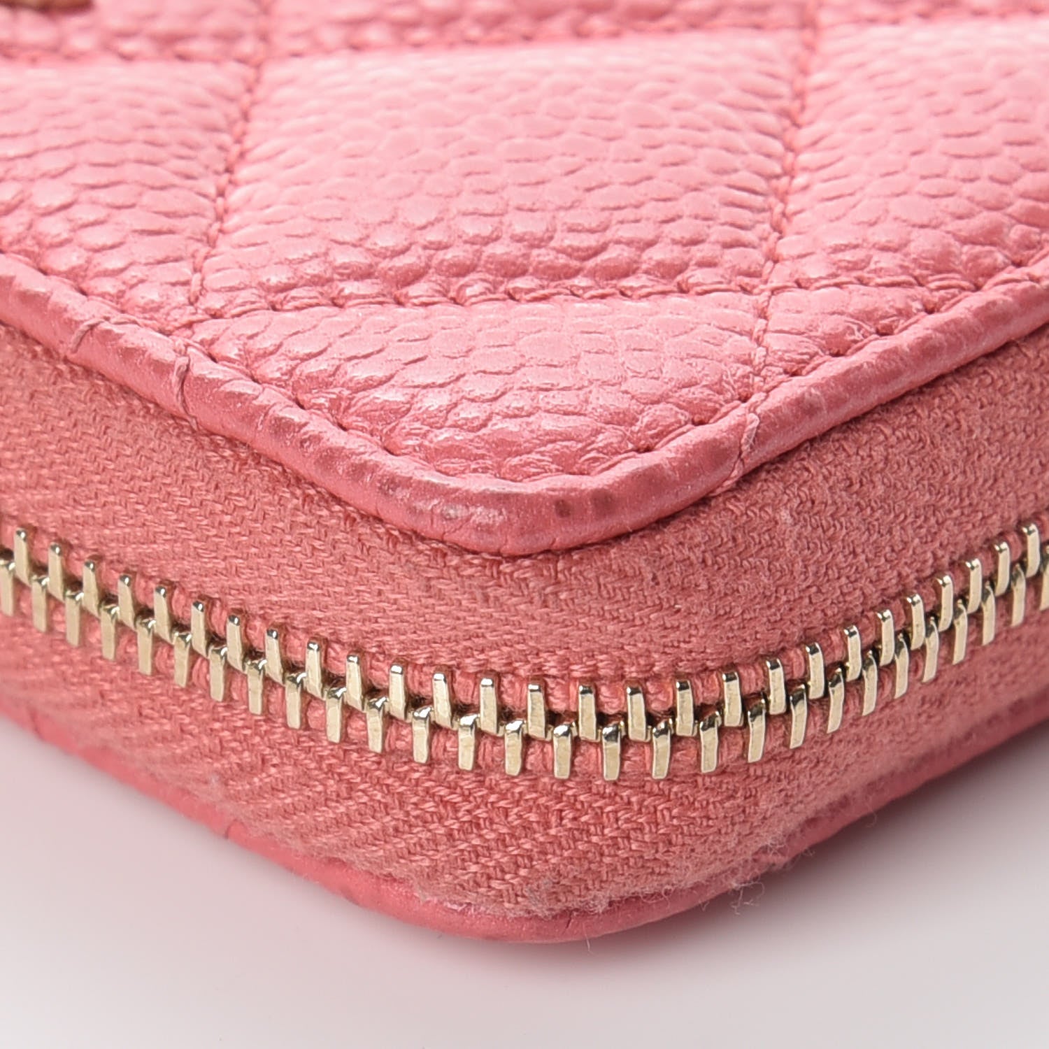 Chanel Metallic Caviar Quilted Zip Coin Purse Pink 8 of 12