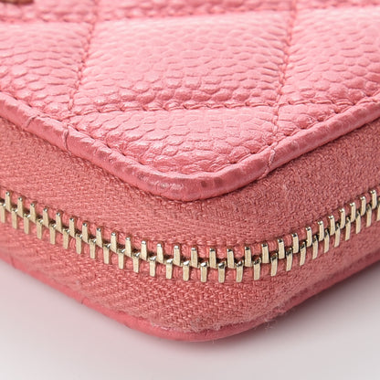 Chanel Metallic Caviar Quilted Zip Coin Purse Pink 8 of 12