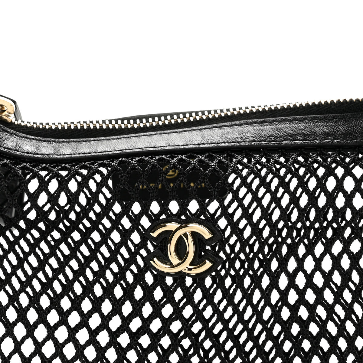 Mesh Shiny Lambskin Pouch Hobo Black