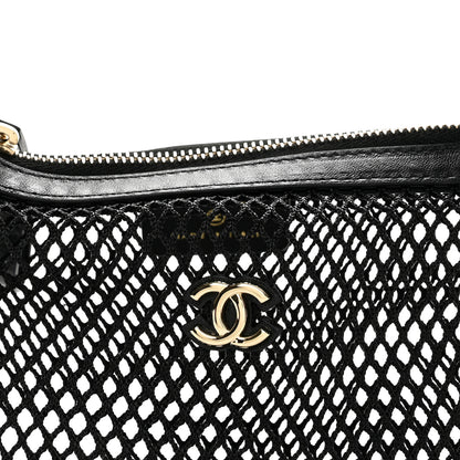 Chanel Mesh Shiny Lambskin Pouch Hobo Black 8 of 11