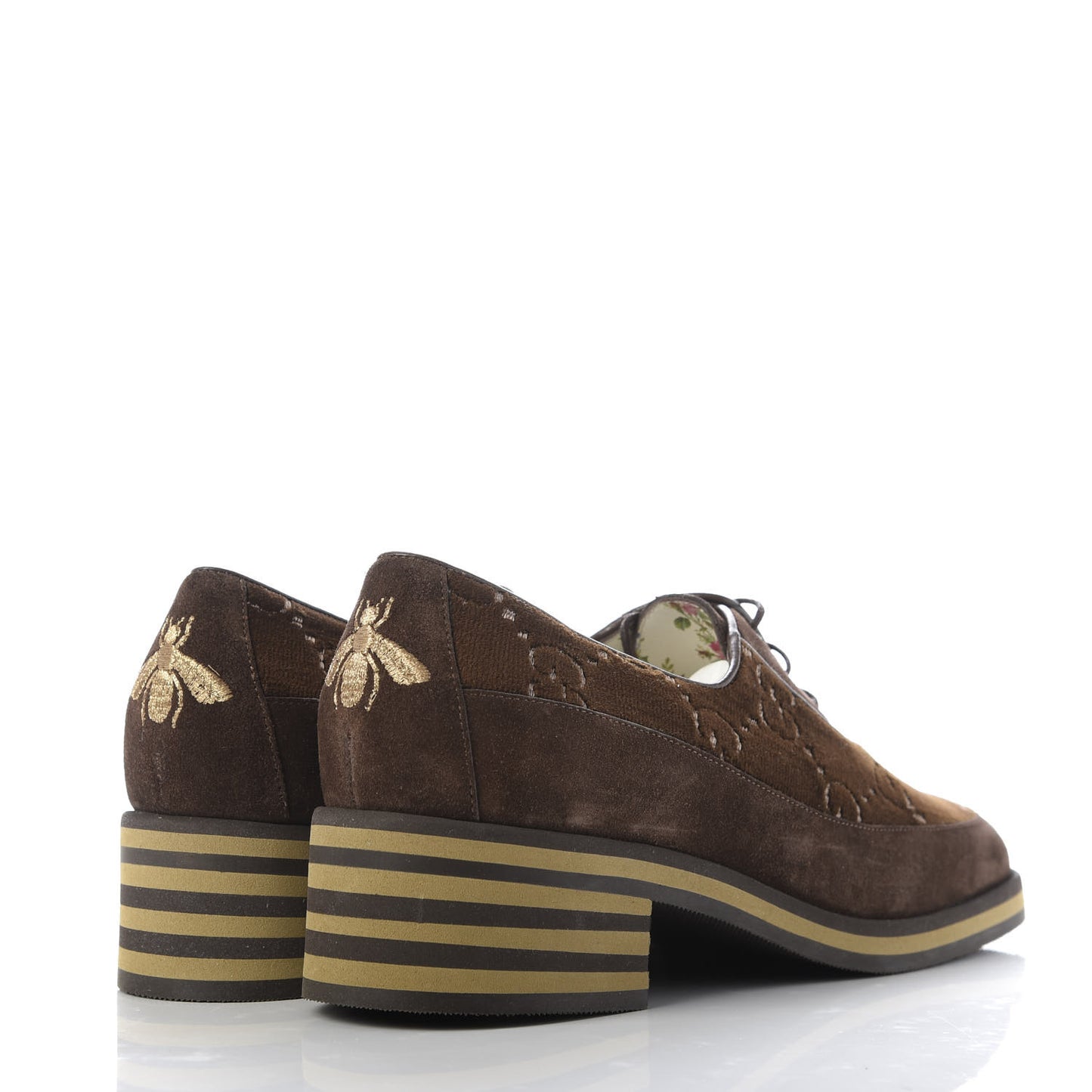 Velvet GG Monogram Thompson Derby Loafers 39.5 Vintage Cocoa Brown