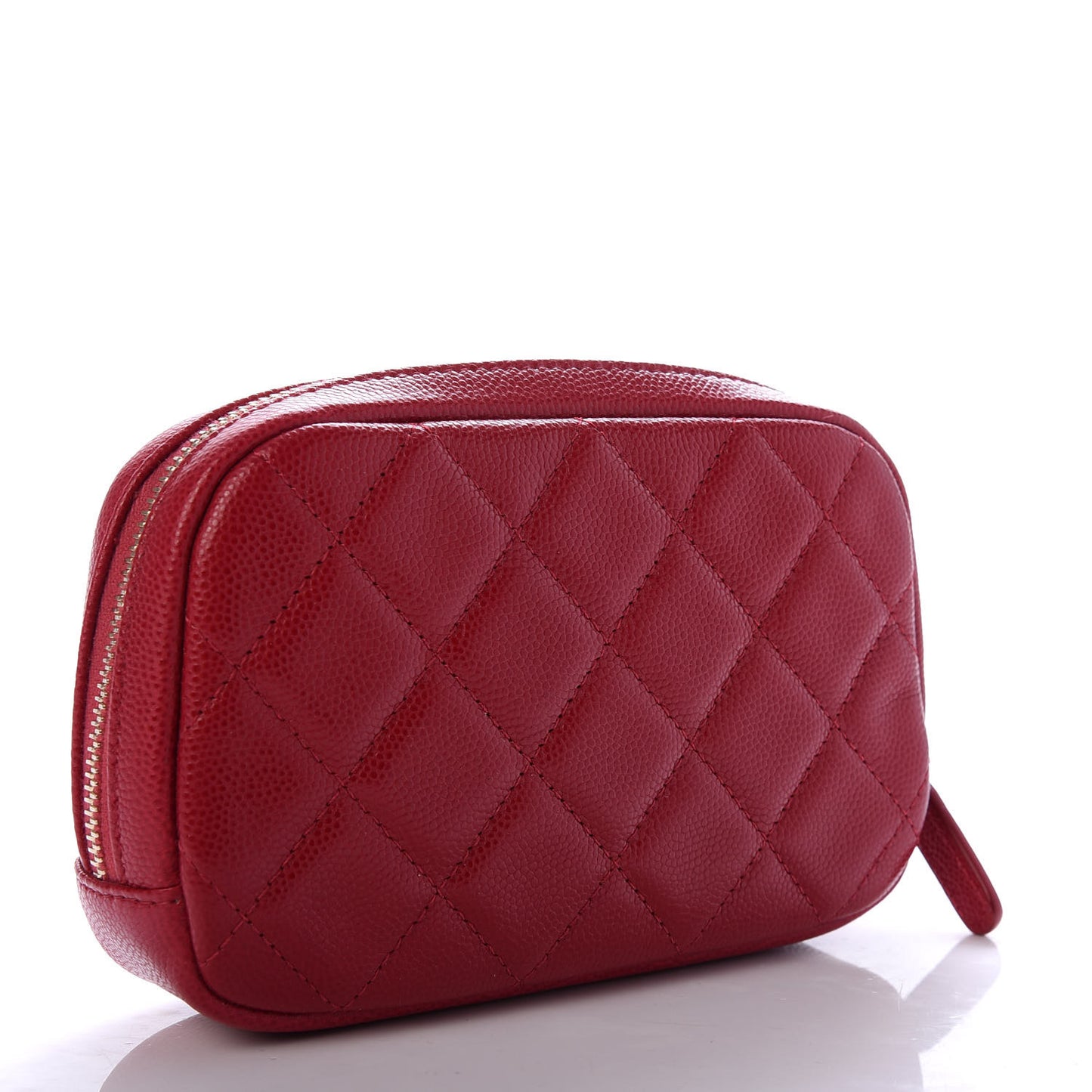 Caviar Quilted Small Curvy Pouch Cosmetic Case Dark Pink