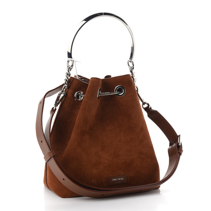 Jimmy Choo Suede Bon Bon Bucket Dark Tan 3 of 8