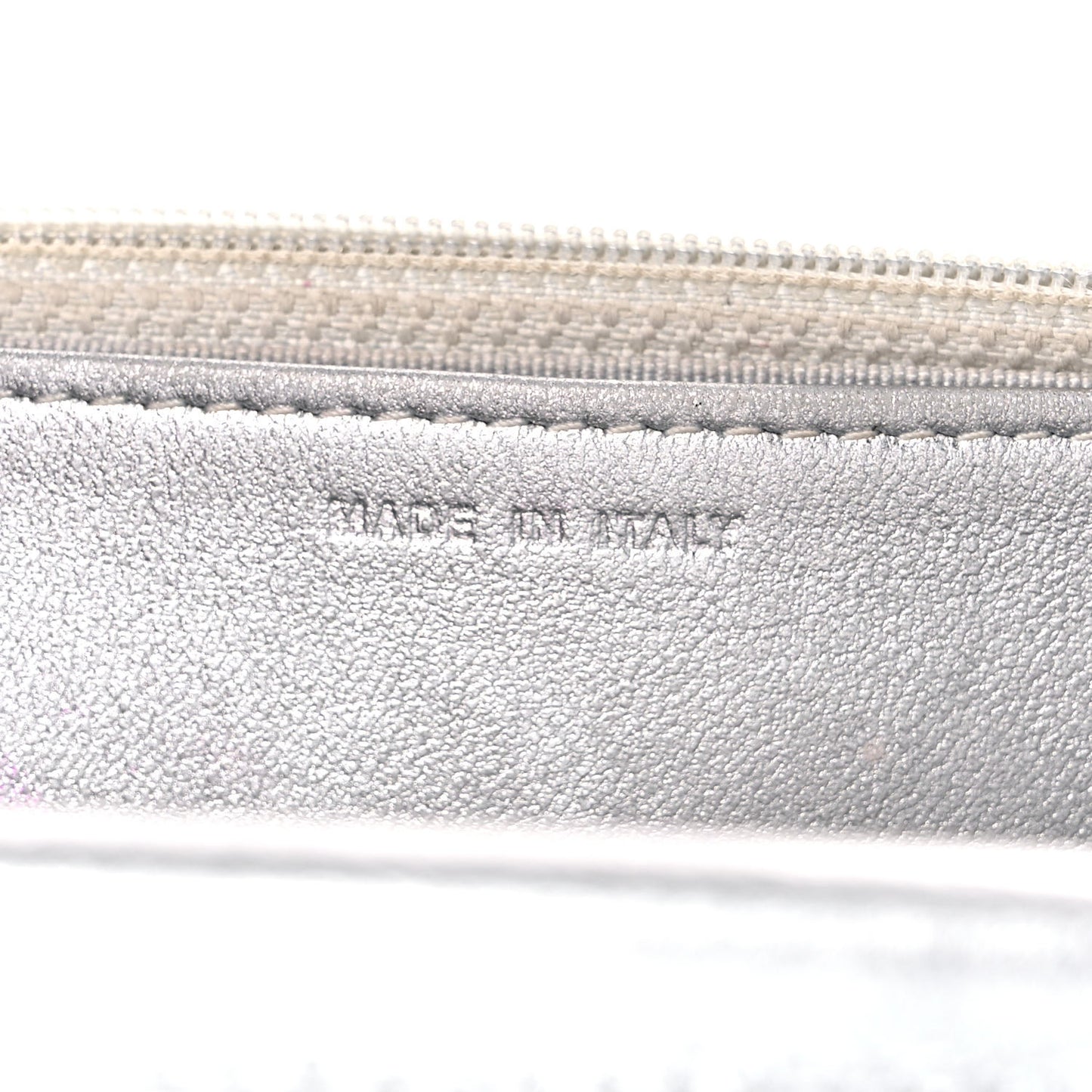 Metallic Lambskin Quilted Wallet On Chain WOC Silver