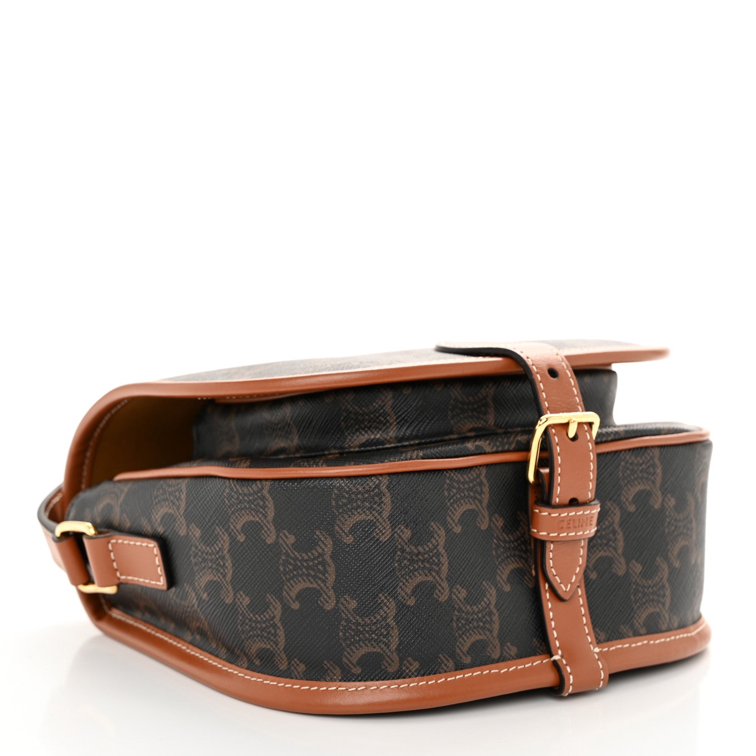 Celine Triomphe Canvas Medium Folco Bag Tan 4 of 9